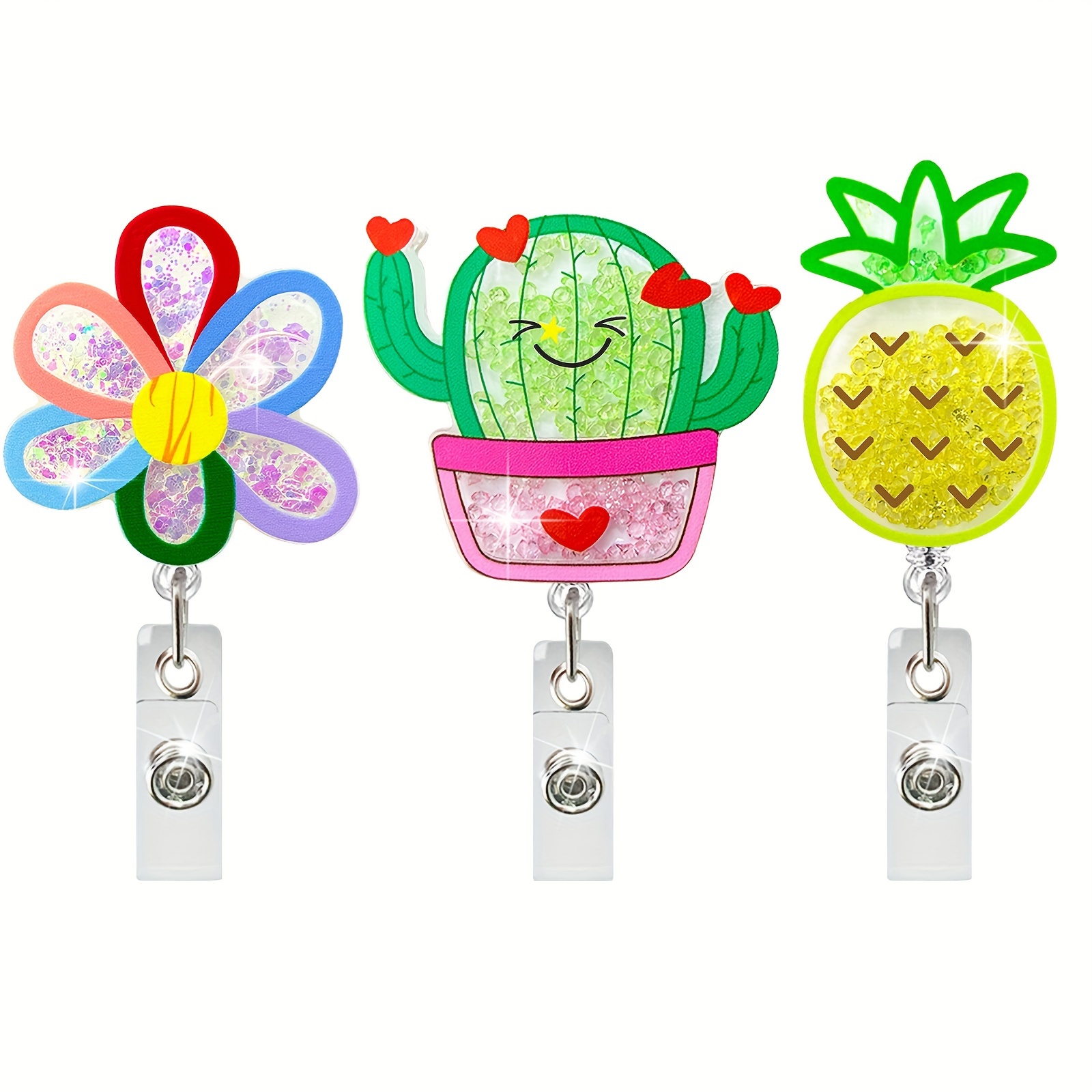 12Pcs Retractable Pull Badge Set Holiday Badge Reel Clip Cute Bee ID Card  Holder Name Tag Decor for Party School Office Supplies