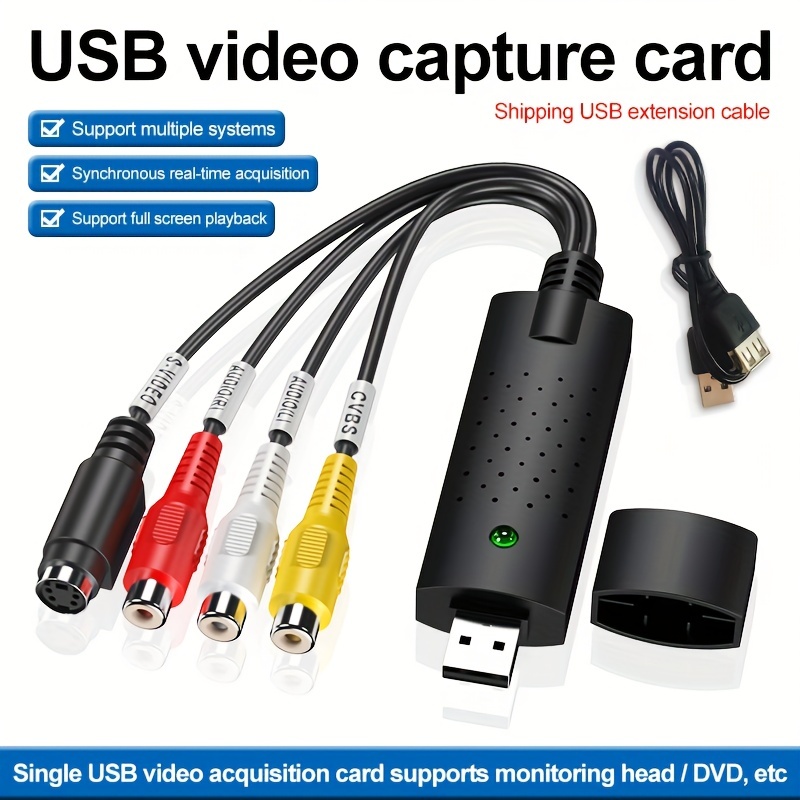 Video Capture Card Device, USB Video Capture,RCA to USB Audio Video  Converter,VHS Mini DV VCR Hi8 DVD to Digital Converter for PC TV Tape  Player