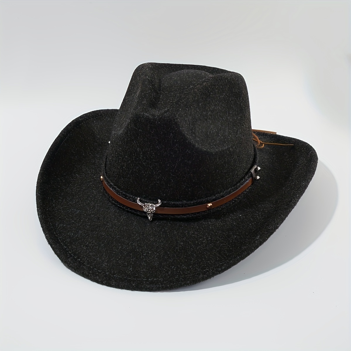 Cowboy Hats Outdoor Wide Brim Hat with Strap Monochrome Felt Hats