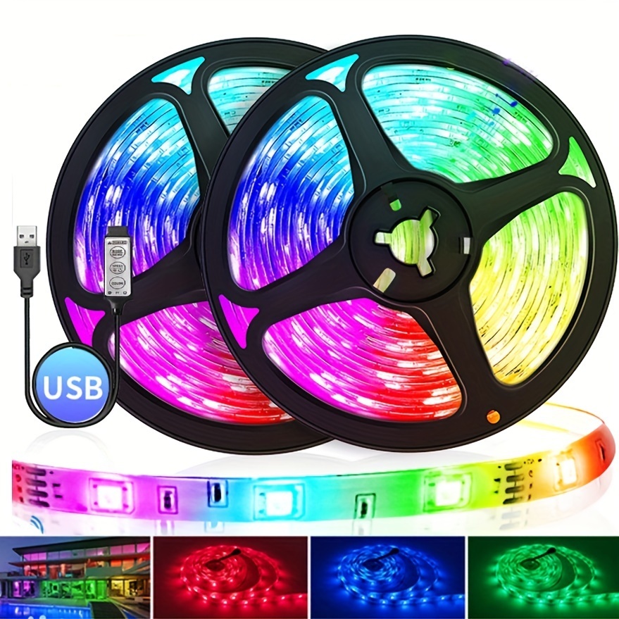 1 Set 3 Key Wired Control Rgb Flexible Led Strip Light - Temu