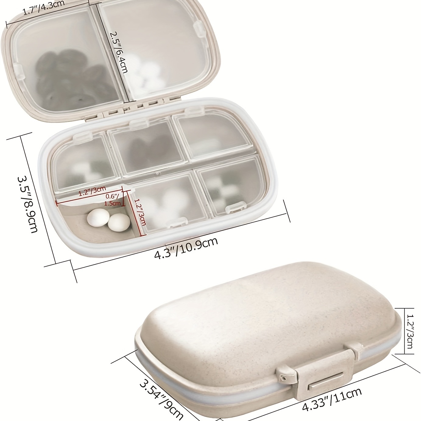 4PCS Travel Pill Organizer, 8 Compartments Portable Pill Case, Small Pill  Box for Pocket Purse Portable Medicine Vitamin Container
