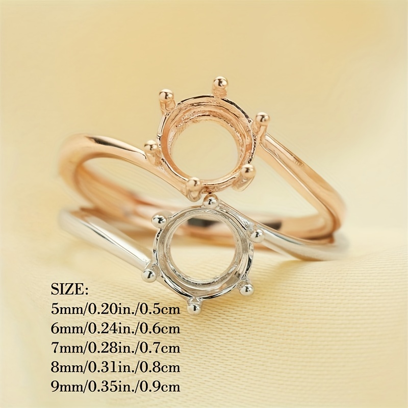 5-9mm Round Six Prong Ring Settings for DIY Rings