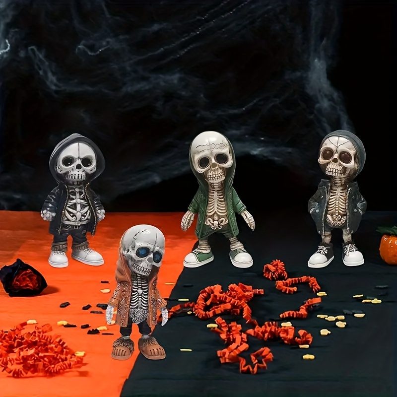 Halloween Skelett Figur Schädel schreckliche Ornamente Harz Skelett Figur  Schreibtisch Dekoration für zu Hause Zimmer Halloween Dekoration