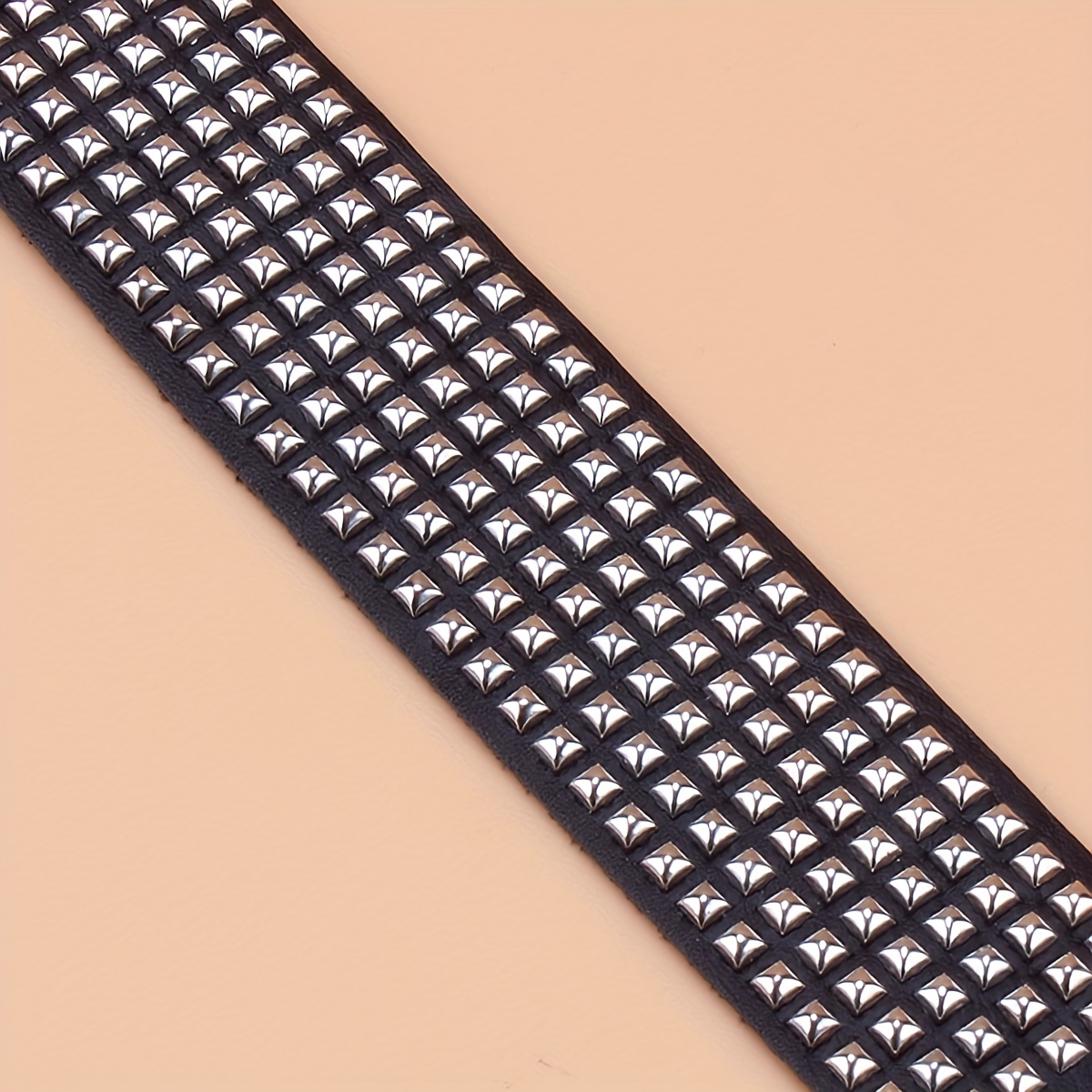 Fashionable Row Small Square PU Leather Bracelet