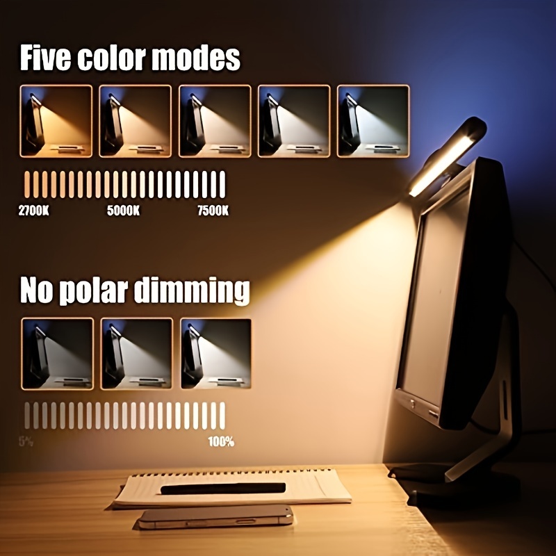 Barre lumineuse de moniteur avec Webcam 1080P, barre d'écran tactile de  40cm, lampe d'ordinateur, luminosité et température de couleur réglables