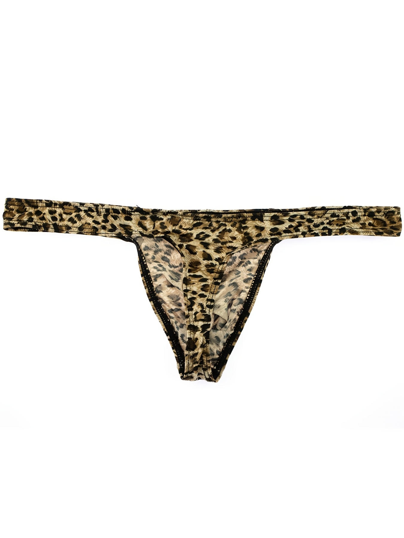 4pcs Men's fashion Sexy Leopard Print G-Strings & Thongs Breathable  Comfortable Sexy Thong Briefs Underwear Valentines Day