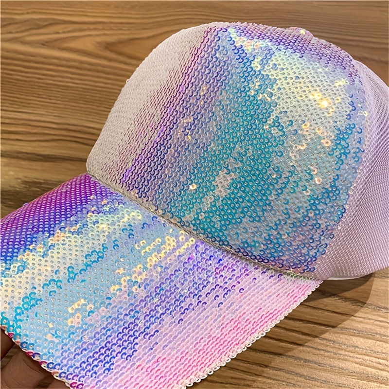 Y2K Sequin Sparkly Trucker Hat Hip Hop Adjustable Baseball Cap