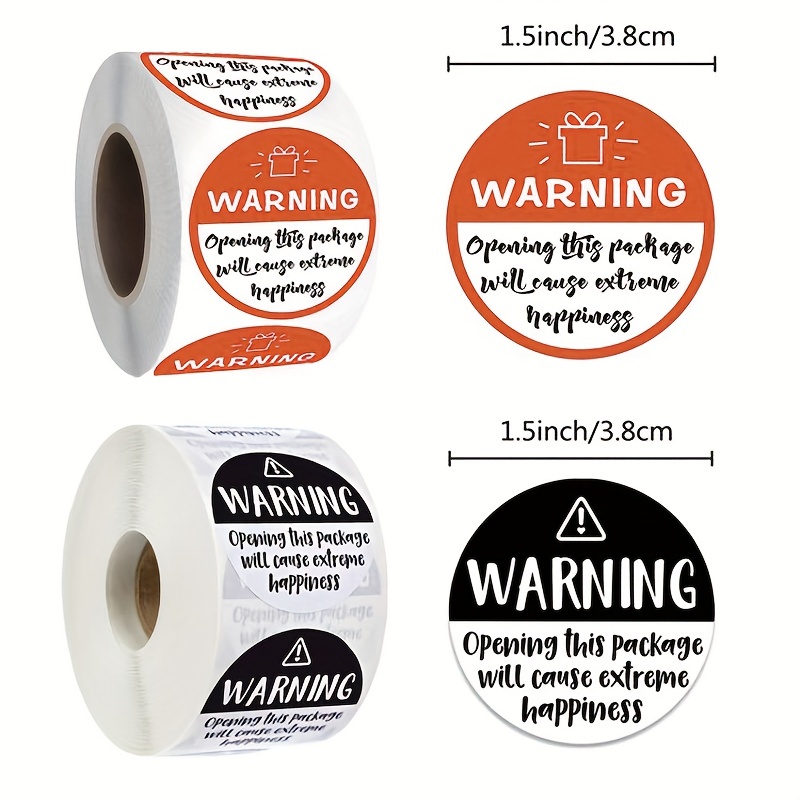 Inch Black And White Warning Label Happiness Sticker Craft - Temu