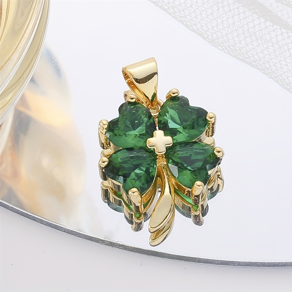 Four Leaf Clover gold plated bracelet with green inlaid