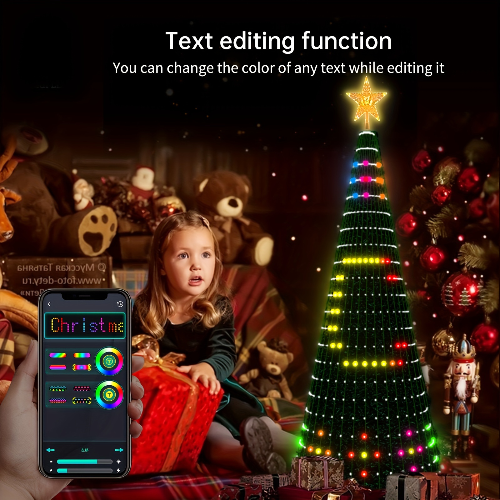 7 Ft Plug in Christmas Tree Lights RGB 400 LED Animated Remote