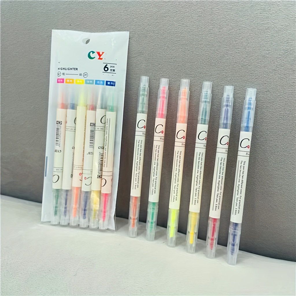 6PCS/Kawaii Cute Large Capacity Highlighter Pens Candy Color Manga Markers  Pen Pastel Drawing Pen School Art Supplies Stationery