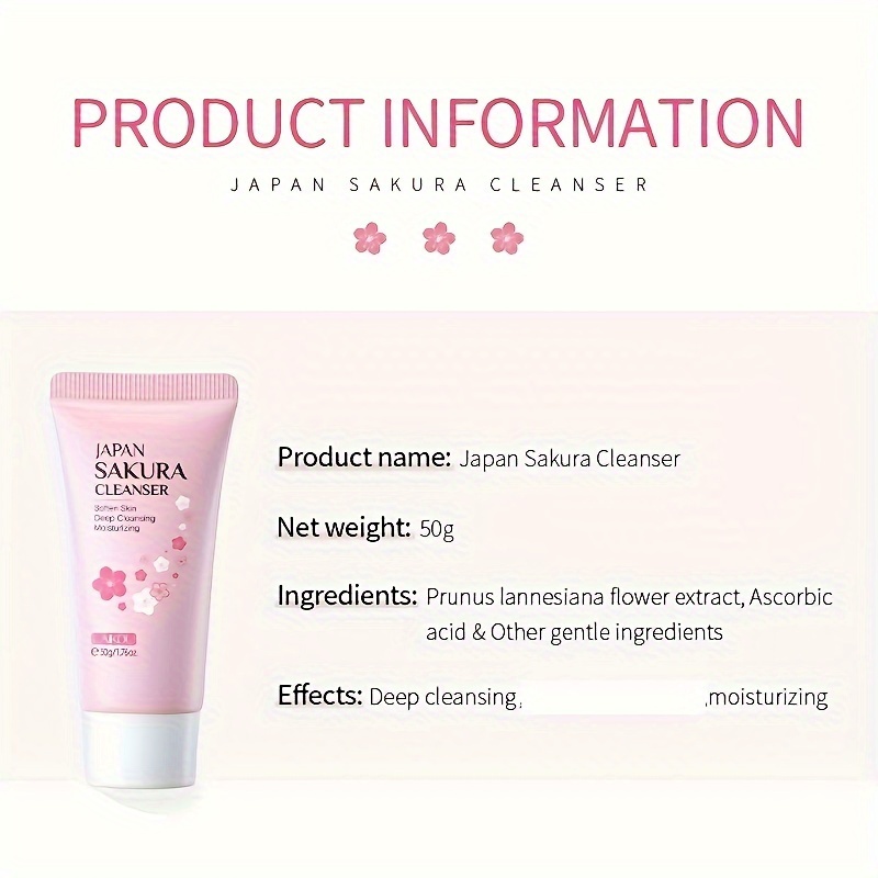 Sakura Facial Cleanser Foam Deep Cleaning Moisturizing Cleanser