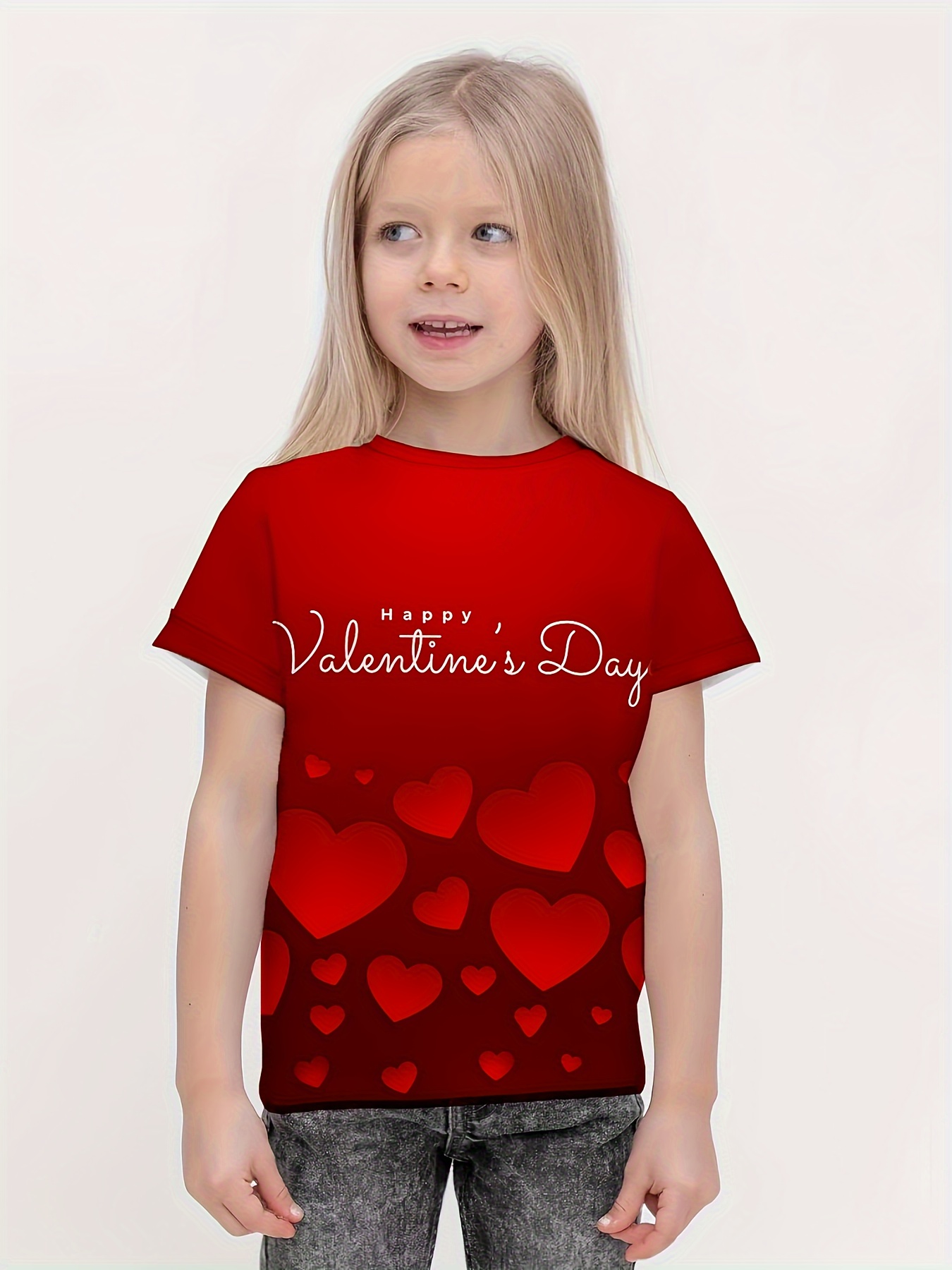 Cute Love Print-Happy Valentines Day-Romantic Heart Love Pattern- Cute  Valentine Red Heart Print-Trending Aesthetic Print | Kids T-Shirt