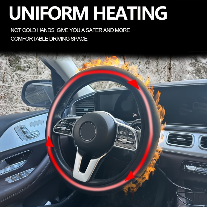 Heated Steering Wheel Cover 12V Auto Steering Wheel Black Protector Cover  Heater 
