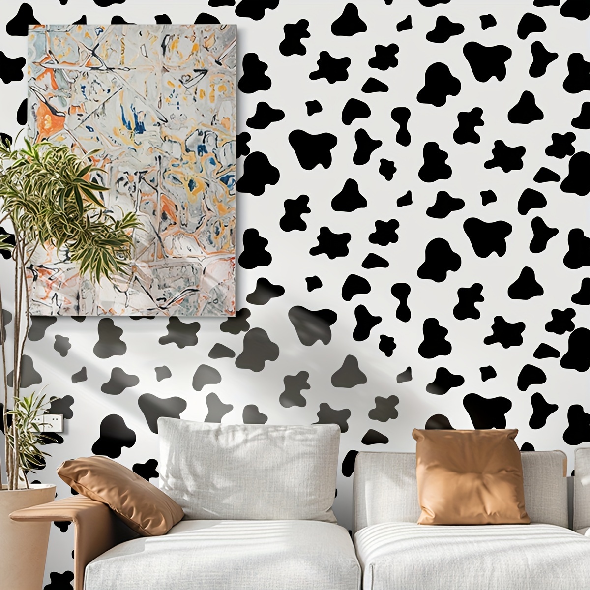 Black and White Spots Contact Paper Peel and Stick Wallpaper Cow Print  Wallpaper Self Adhesive Modern Dot Removable Decorative Wallpaper for  Living