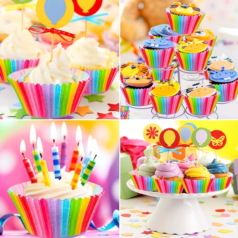 Rainbow Cupcake Liners Standard Size Cupcake Baking Cups - Temu