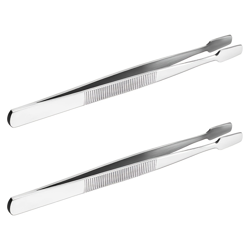 Stamp Tweezers,Anti-Slip Philately Stamp Collecting Tools Bent Tweezers for  Crafts Stamps Beads Jewelry Tools, 2pcs Stainless Steel