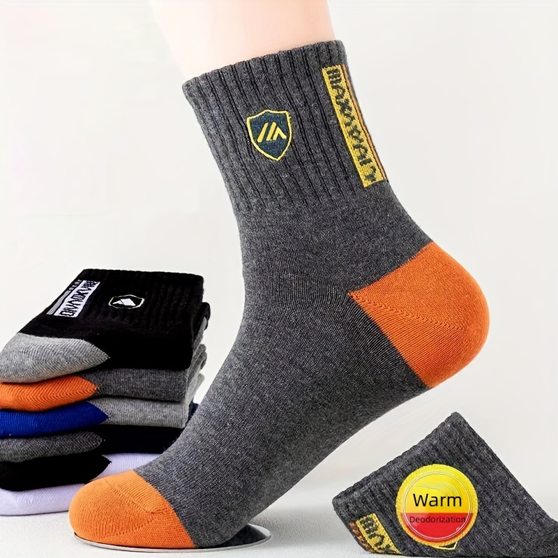 Men's Solid Thermal Socks Comfy Breathable Casual Socks - Temu