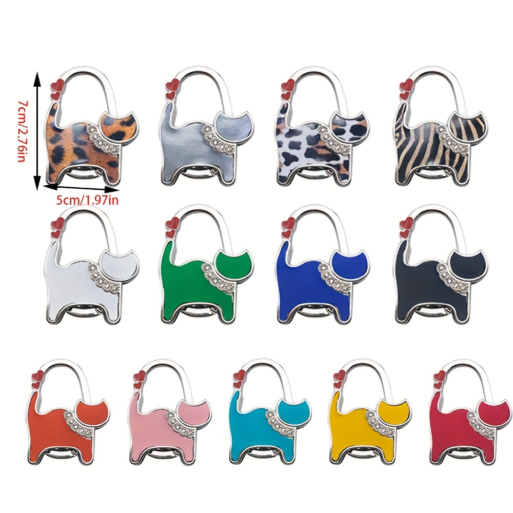 1Pcs Portable Folding Bag Hook Cat Shape Purse Women Handbag Hanger Table  Edge Hook for Home Travel Outdoor Office Use
