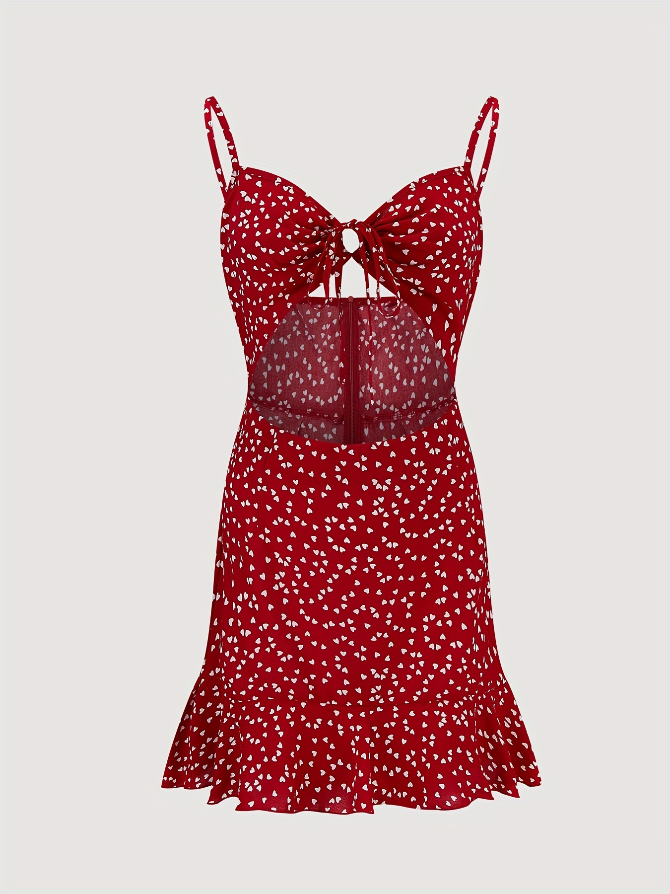 Confetti Heart Print Cami Dress Vacation Cut Sleeveless - Temu Canada