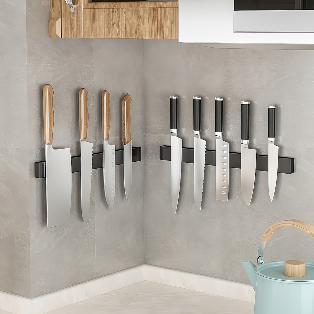Soporte magnético para cuchillos de cocina, barra de soporte, montaje en  pared, estante de almacenamiento, accesorios de cocina - AliExpress