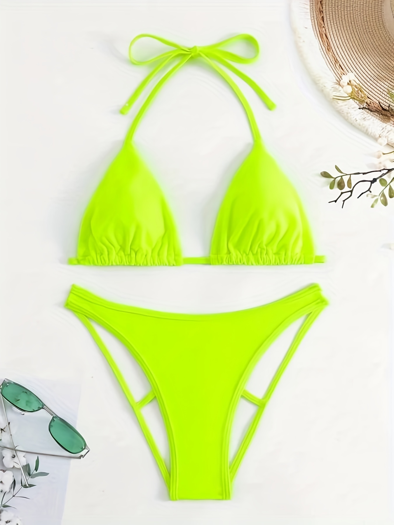 Neon Color Block Strappy Bikini