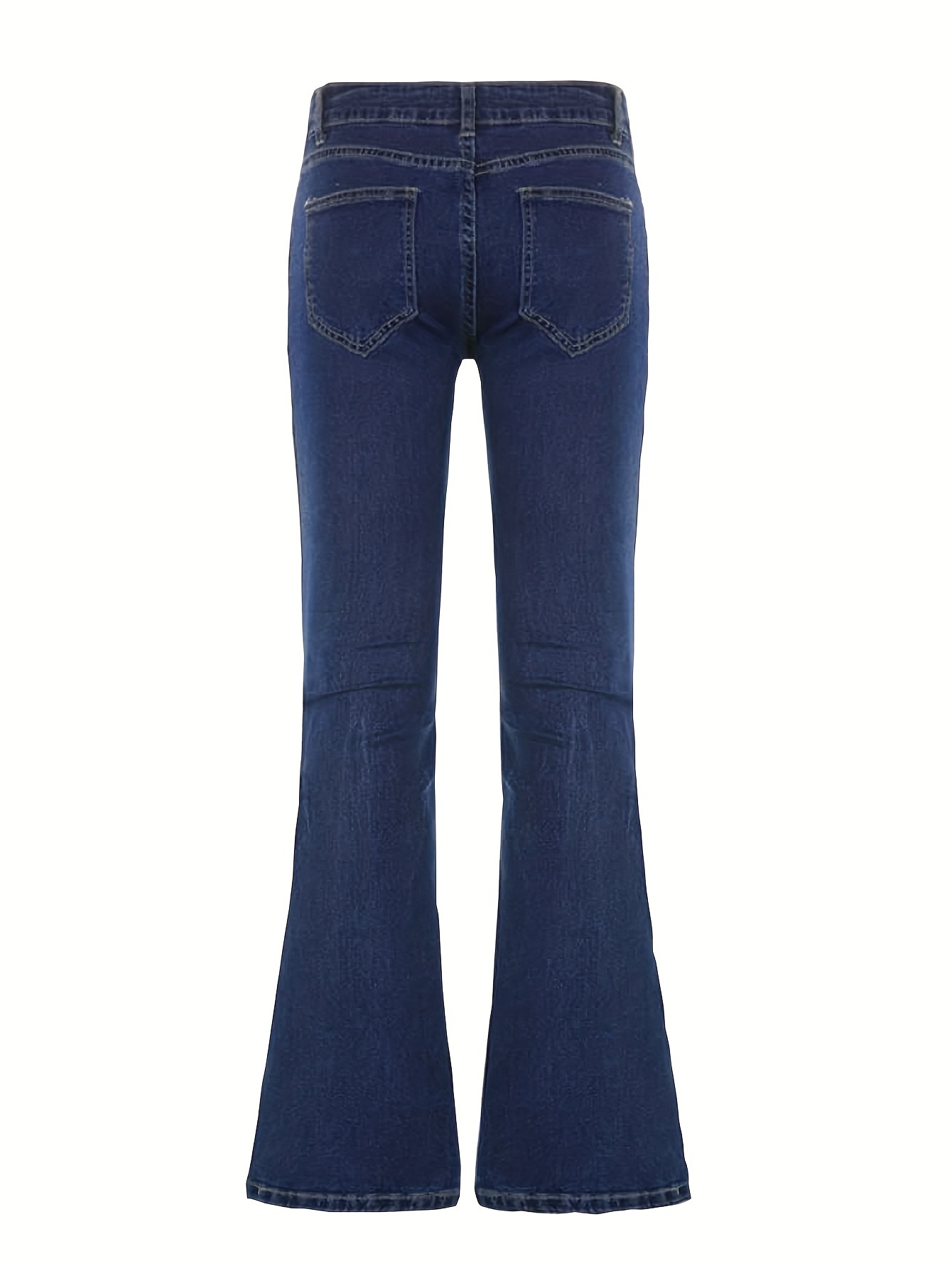 Blue Star Print Flare Jeans High Stretch Y2k Style Bell - Temu Canada