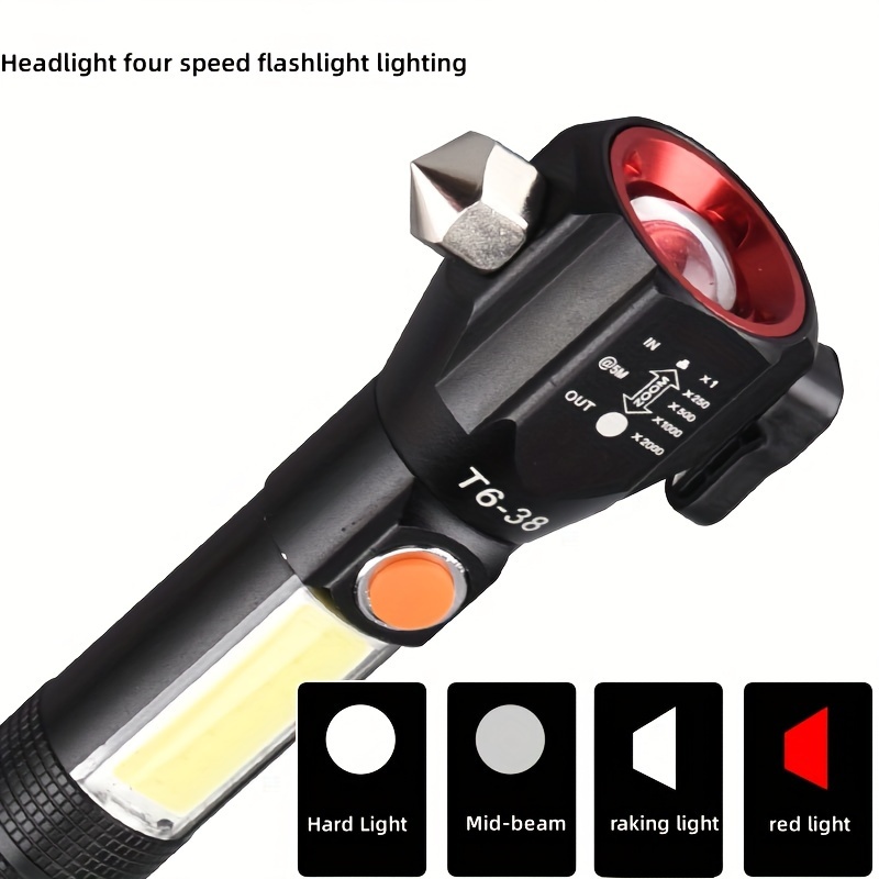1pc Strong Light Flashlight, Car Repair Light, Home / Car Fire Hammer, Safety Hammer, USB Charging Hand Electric Super Bright details 1