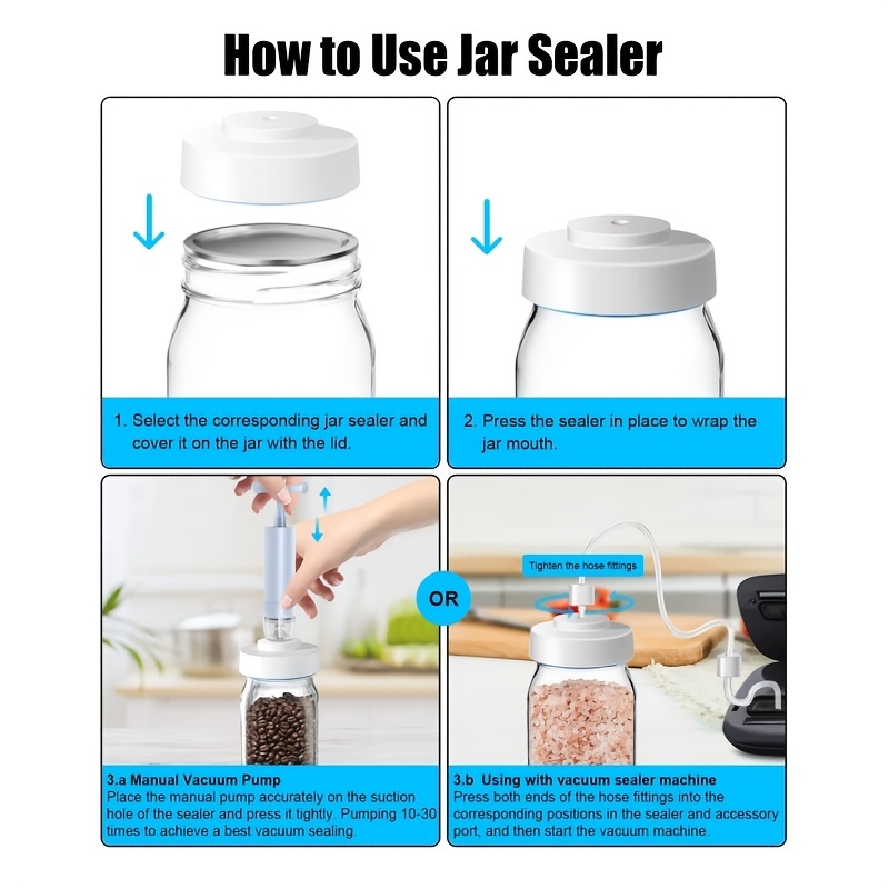 Electric Mason Jar Vacuum Sealer Food Vacuum Saver Can Sealer Jar Seal Pump  Kit Accessories Hose