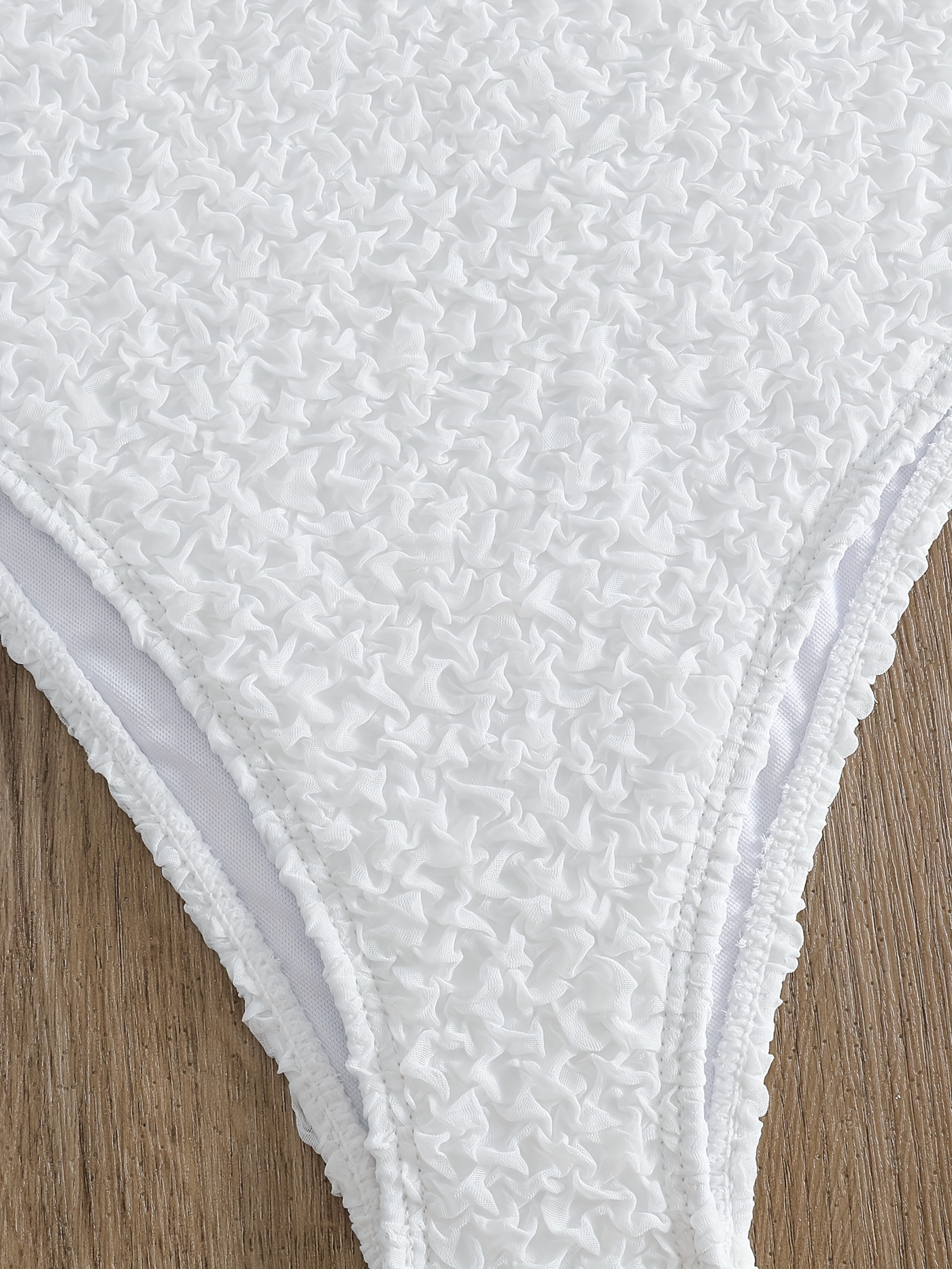 Texture Fabric White Scoop Neck One piece Swimsuit Golden - Temu