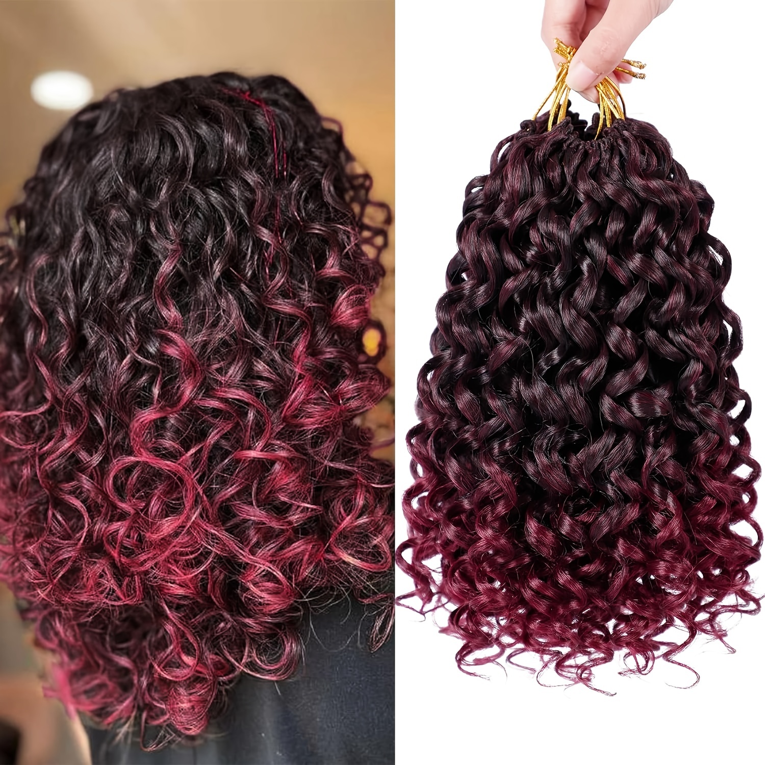 Gogo Curl 14 Inch 8 Packs Curly Crochet Hair for Black Women Ombre Dark  Brown Color Wavy Beach Curls Crochet Hair Water Wave Crotchet Hair  Synthetic