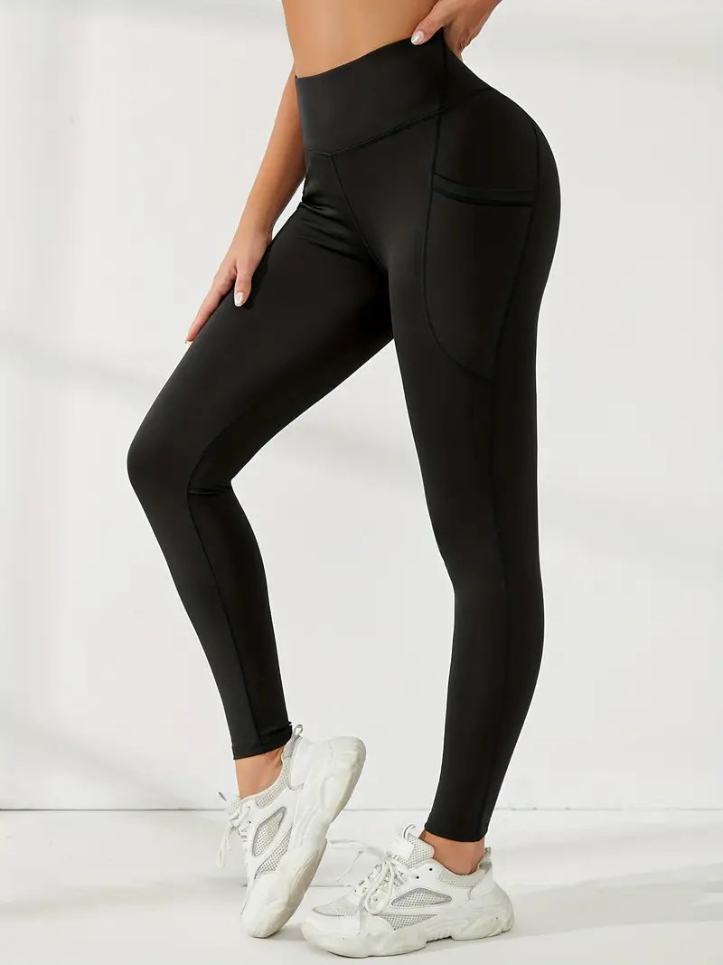 Women's Activewear: Black Solid Color High Waist Butt Lifting Tight  Leggings - Perfect for Sports, Fitness, Yoga & Running!
