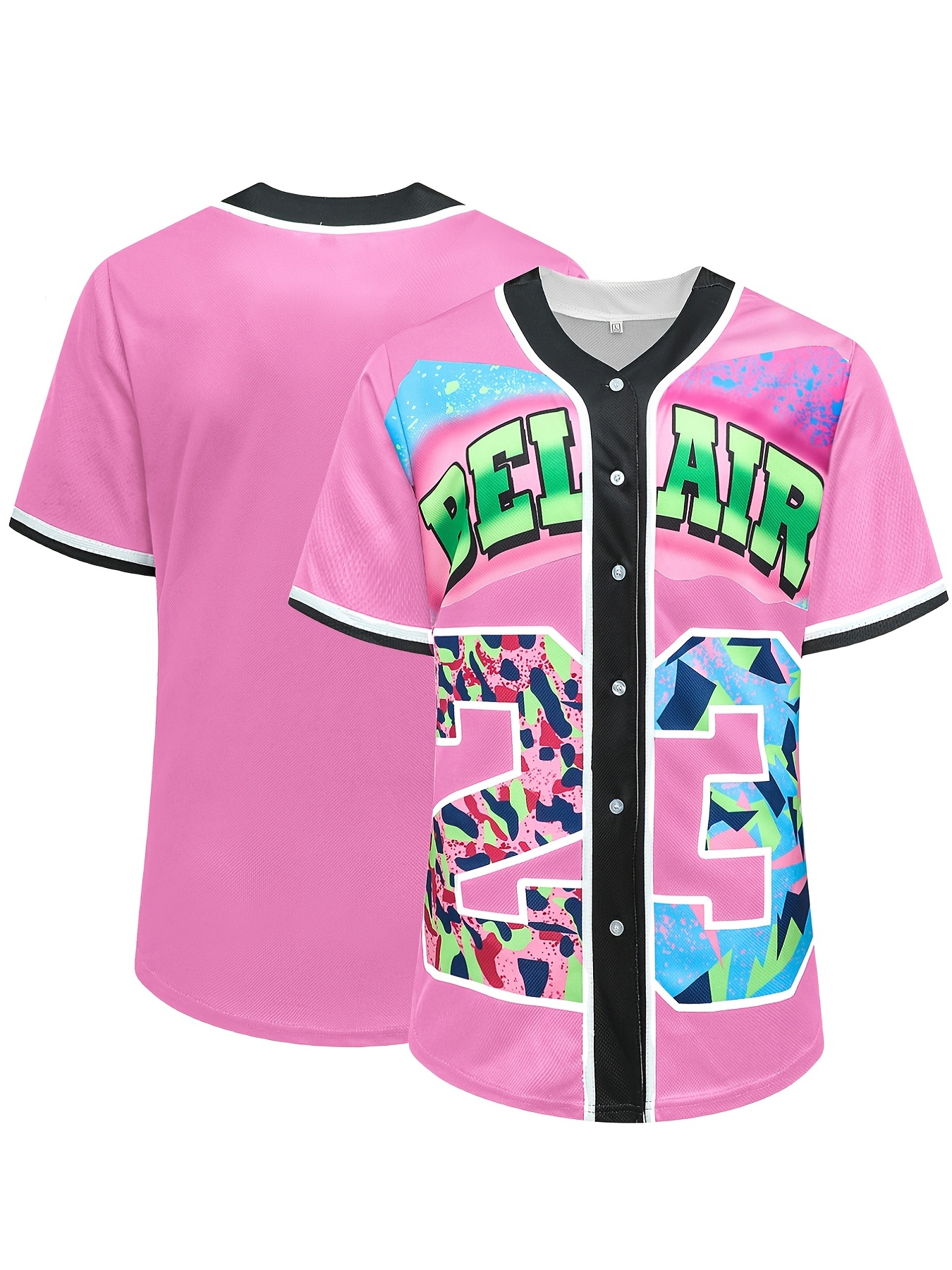 Hip Hop 90s Outfit For Women, 23 Baseball Jersey Color Block Shirt