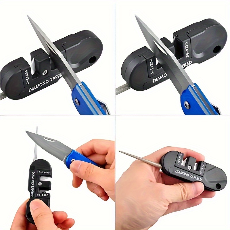 1pc Portable Tungsten Carbide Ceramic Knife Sharpener For Outdoor