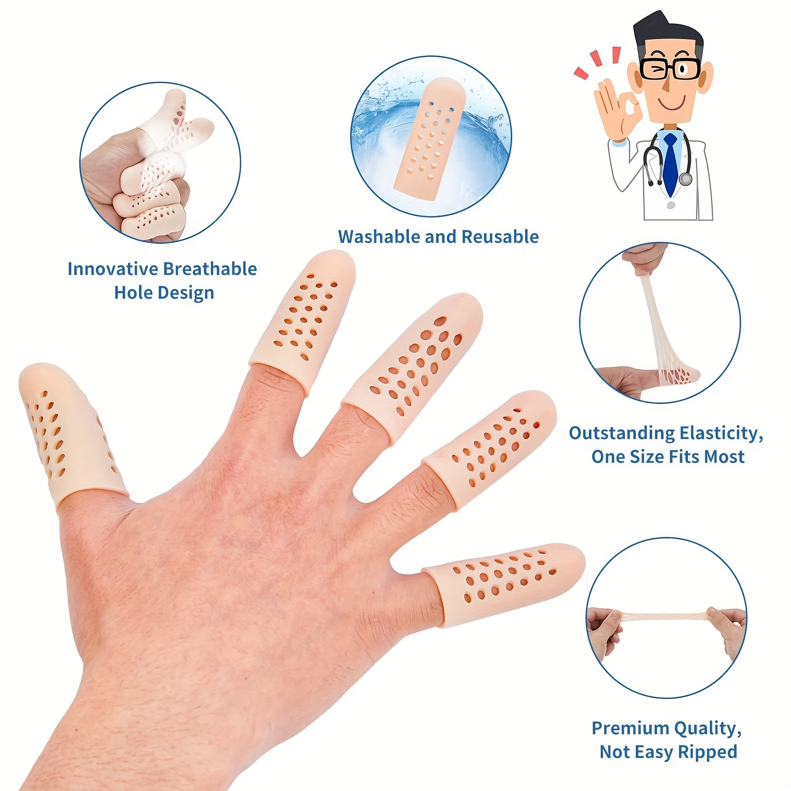 12 Pieces Gel Finger Cots Breathable Finger Protectors with Holes Rubber  Fing
