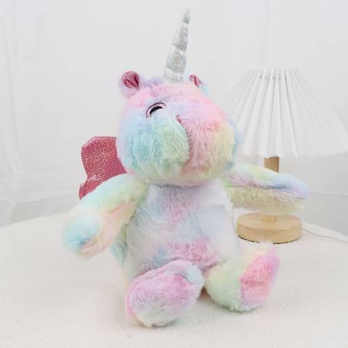 9.44in/24cm Cute Lightning Unicorn Plush Toys, Soft Stuffed Animal, Multicolor Unicorn Pillow, Luminous Doll, Children Girls Christmas Gift