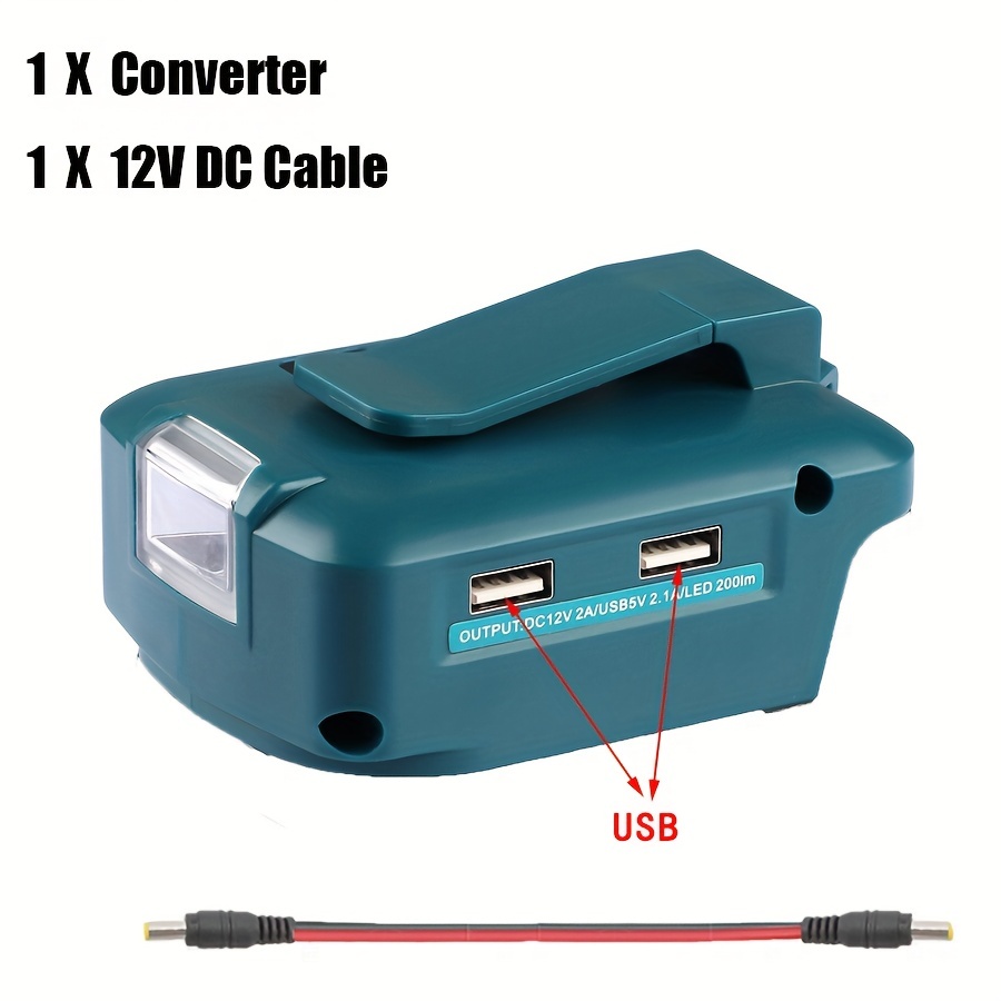 For Makita Bosch For Milwaukee BLACK DECKER Batteries 14.4V 18V Lion Battery  USB+Type-C converter Port with LED Light Spotlight