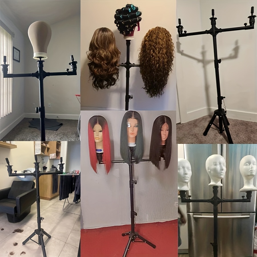 Wig Stand Canvas Block With Wig Tripod Stand Holder For Making