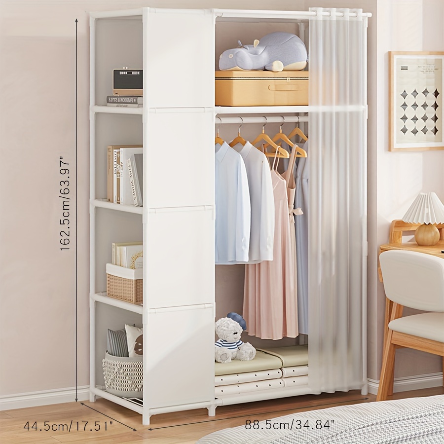 Simple Clothes Storage Wardrobe With Drawer And Dust - Temu