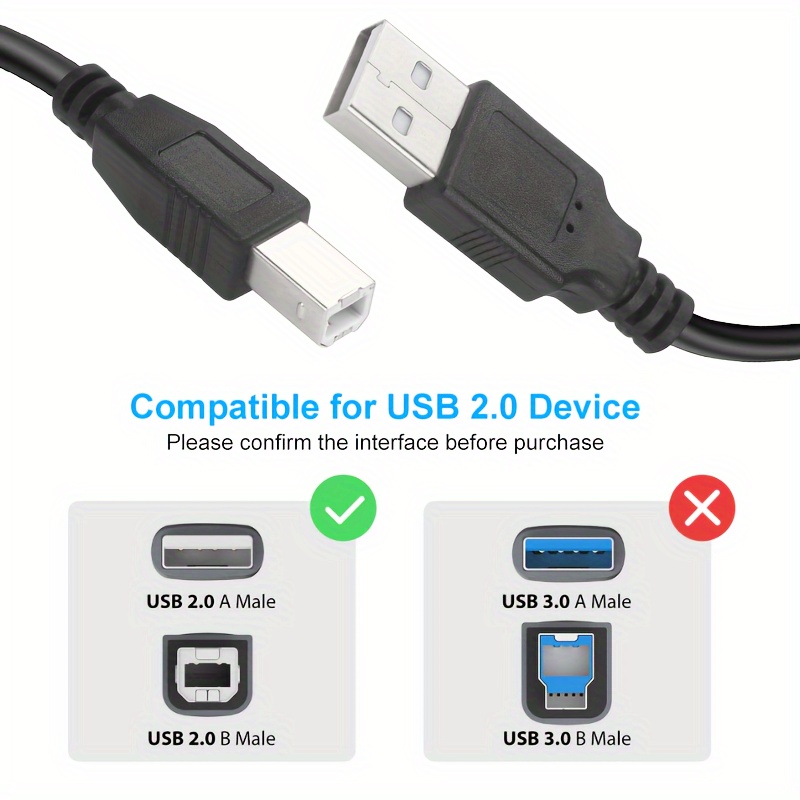 Câble D'imprimante USB - Câble USB A Vers B, Câble USB B 2.0 Haute Vitesse  Pour Imprimante Pour , , Brother, , Dell, Epson, Lexmark, Piano, Dac Et  Plus Encore - Temu Belgium