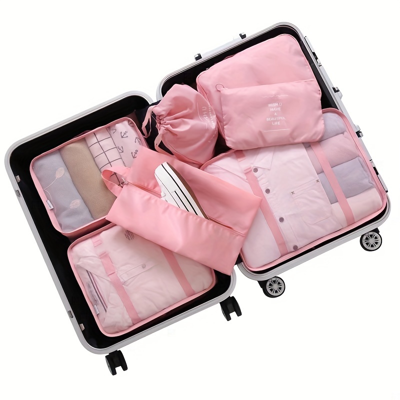 8Pcs/Set Travel Luggage Packing Organizers Set With Toiletry Bag, Clothing  Classification Storage Bag