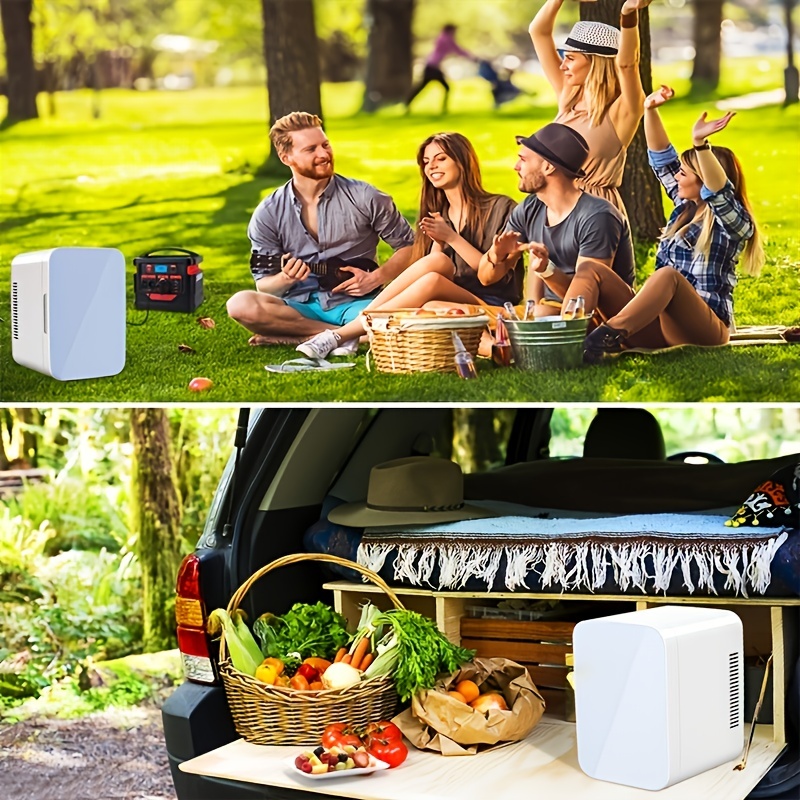 Portable Mini Fridge - 10L Capacity, 12V Cooler & Warmer For Food, Drinks,  Skincare, Beauty & Makeup - Ideal For Bedroom, Car, Office Desk & College D