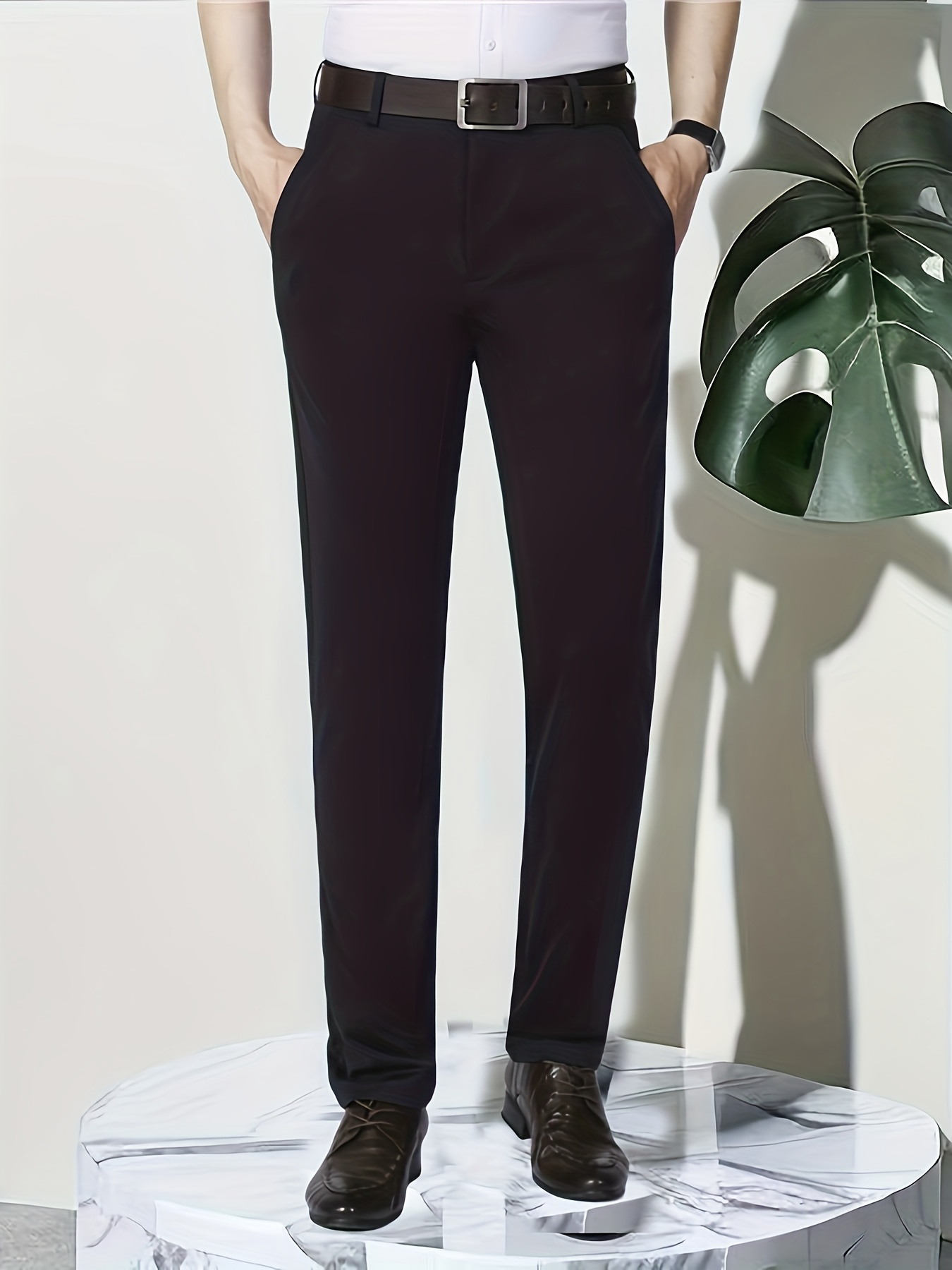 Clásico Diseño Pantalones De Vestir, Pantalones De Vestir Formales De Color  Sólido Para Hombres Para Negocios De Primavera Verano Fiesta De Bodas