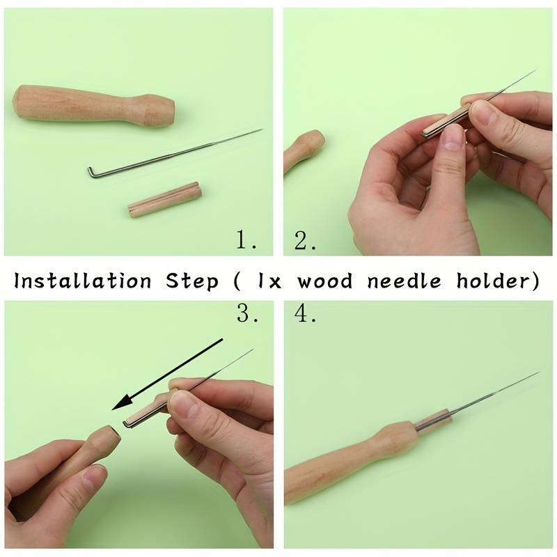 Set Of 7 Pcs Felting Needles With Wooden Handle Wool Felt Tool Felting  Starter Kit