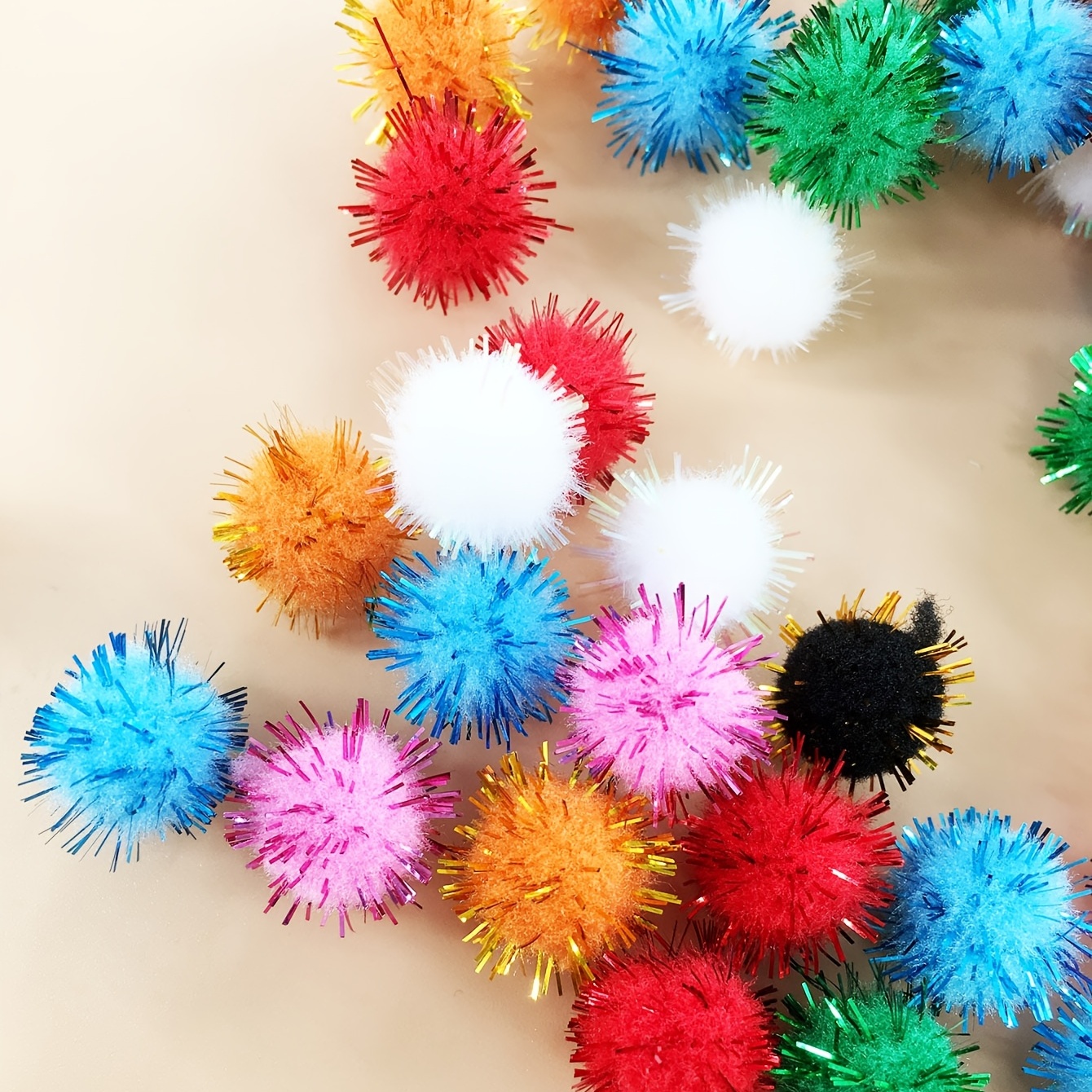 Kbraveo 1500pcs 1/2 Glitter Poms Sparkle Balls for Craft,Multicolored  Glitter Poms…