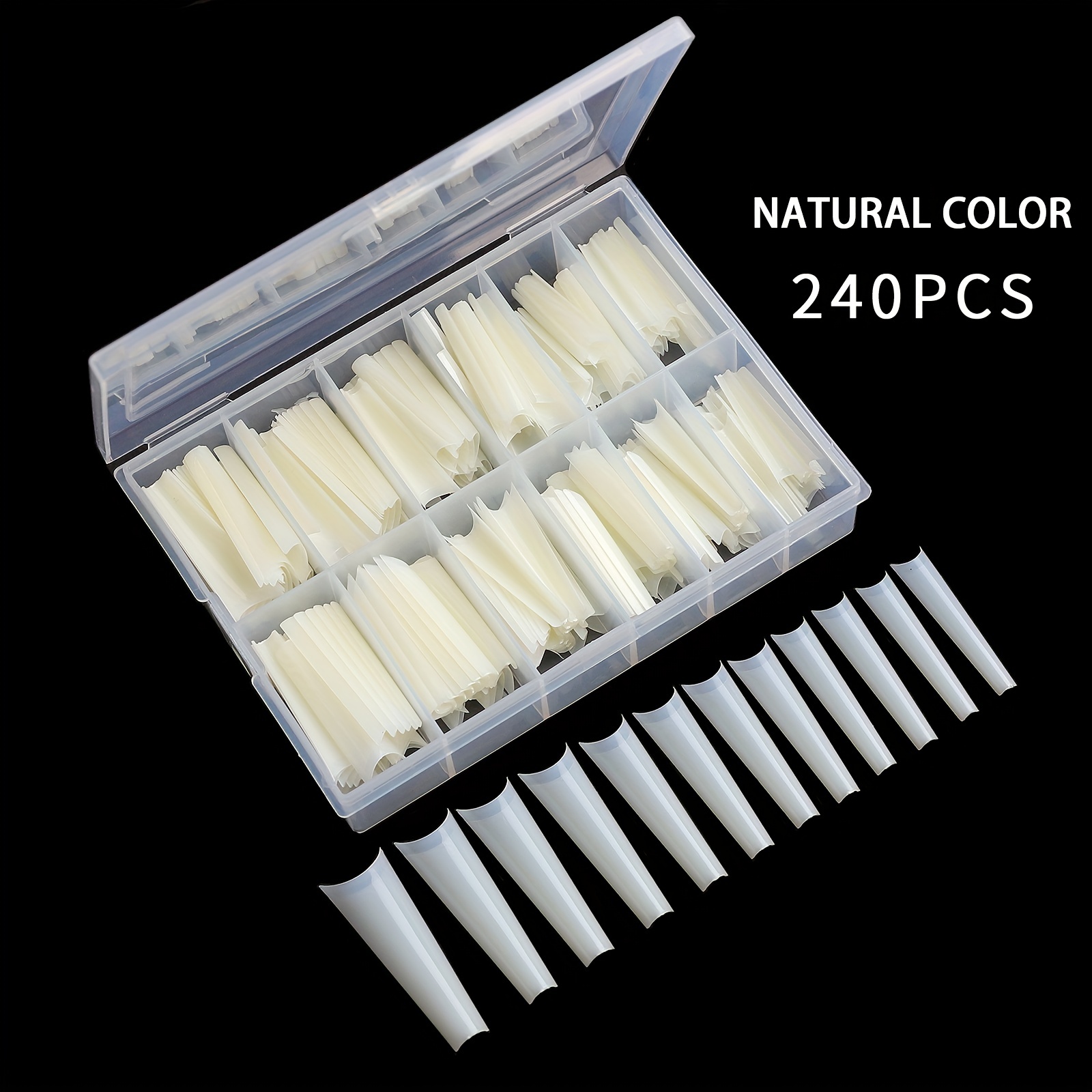 E-shop 240-teilige Box Denim MAX durchsichtige naturfarbene französische flache Kunstnagelspitzen im Denim-Look