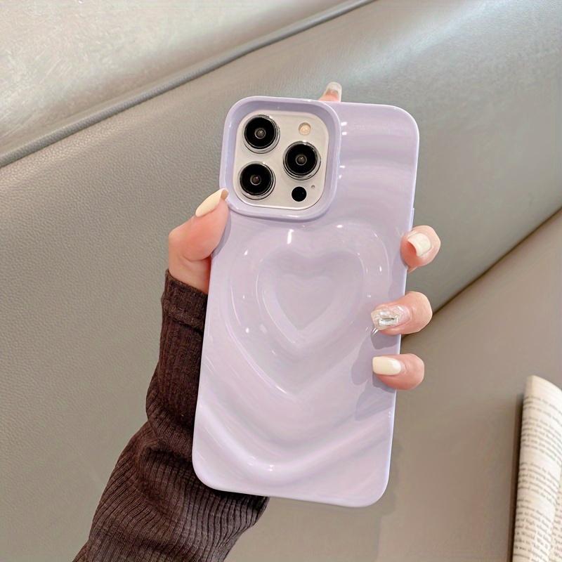 

Unique 3d Design Purple Heart Shape Water Ripple, Tpu Phone Case Perfect Fit For Iphone 15 Pro Max/14//13/12/11/x/xr/xsmax