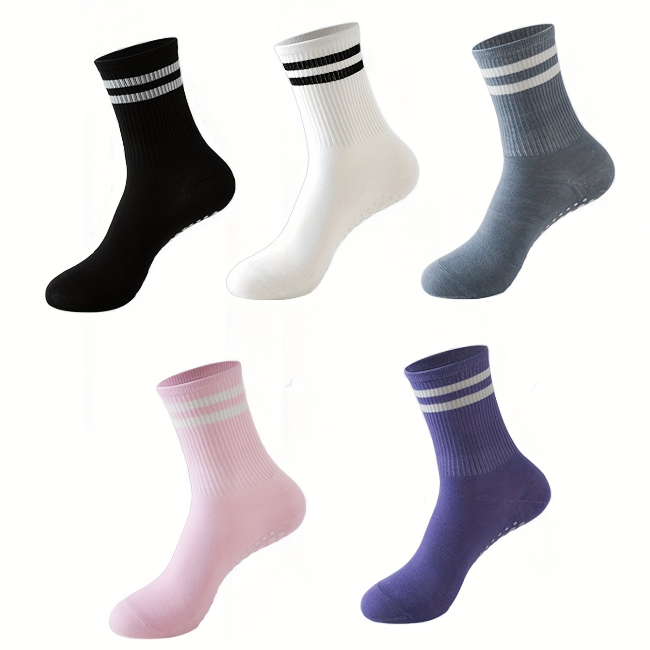 10 Pairs Trampoline socks Non-slip Grip Socks Yoga Pilates Hospital Socks  Cushioned Sole Grip Socks for Men Women Pilates Barre - AliExpress