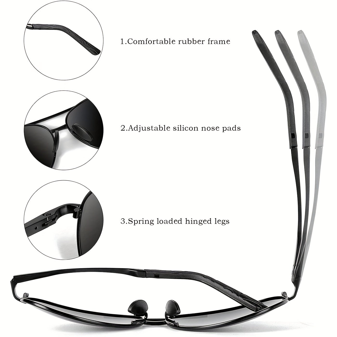 * Classic * Sunglasses For Men, Flexible Arms Comfy Metal Sun Glasses UV  Protection VF2202