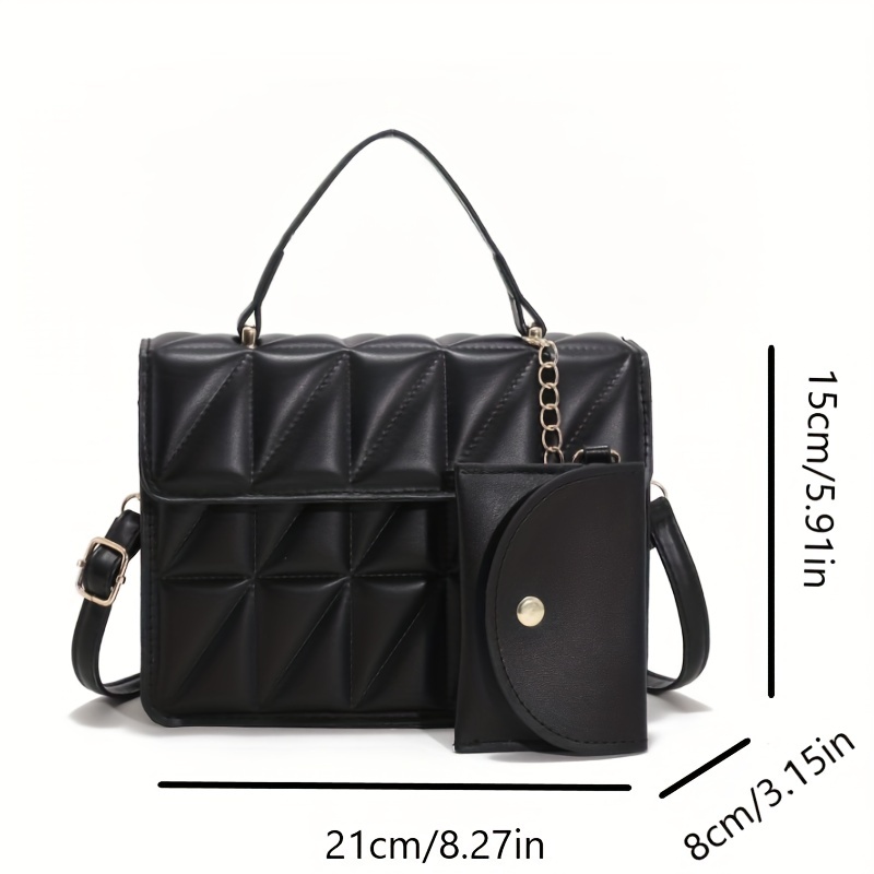 Argyle Quilted Bag Set, Trendy Pu Leather Shoulder Bag, Women's Small Crossbody  Bag With Coin Purse - Temu